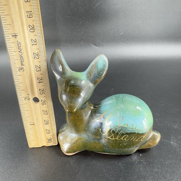 Vintage Grand River Pottery Deer Reindeer Figurine Made In Canada Figure Green - Picture 3 of 10